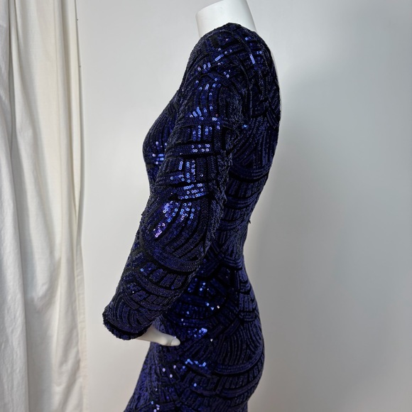 Dress the Population Emery Purple Sequin Open Back Sheath Dress - Picture 6 of 10